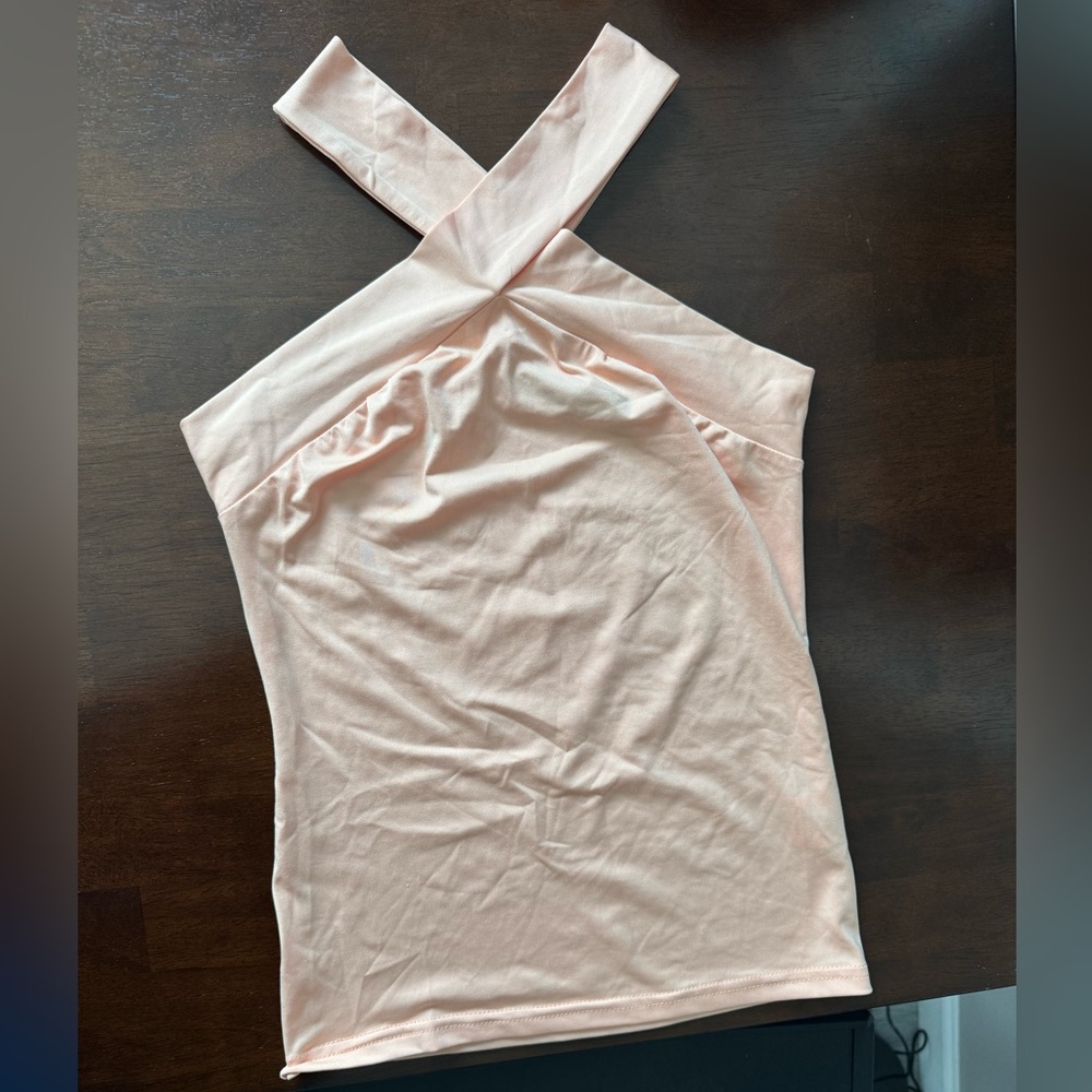 SHEIN Pale Orange Cross-Front Tank Top